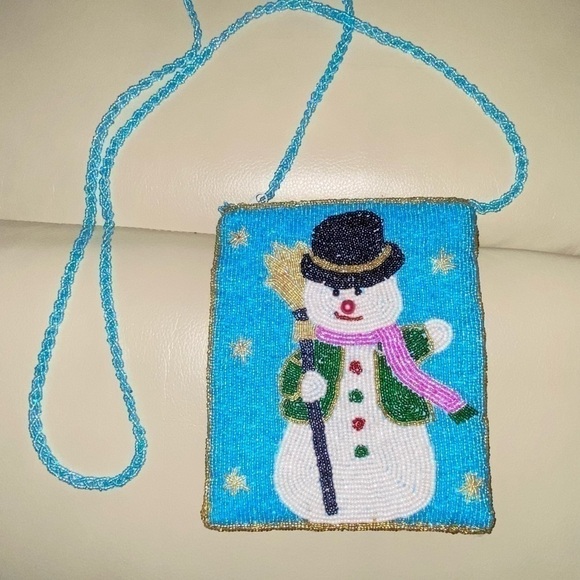 Adorable Snowman Purse, Vintage Shoulder Handbag - Picture 7 of 11